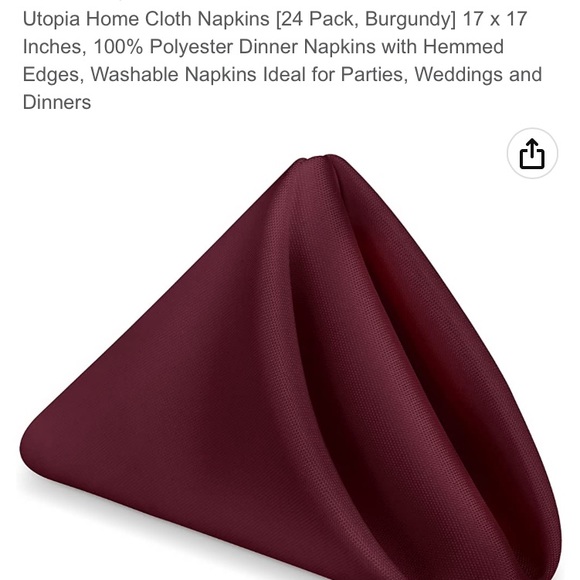 Burgundy polyester napkins 20”x20” 12 piece 🔴 - Picture 2 of 2